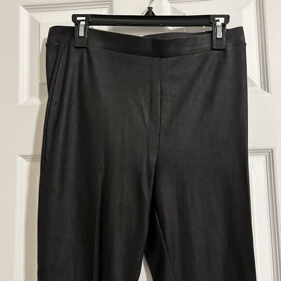 Trouve Faux Leather Black Leggings Womens Medium Pull On Stretch Pants High Rise - Picture 2 of 7